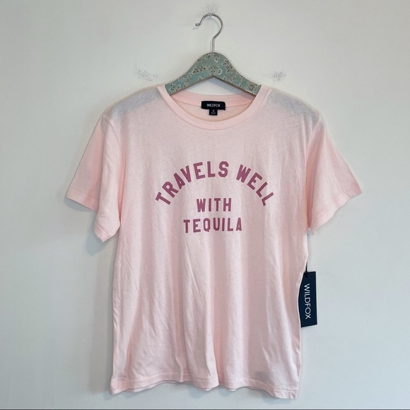 NWT WILDFOX Travels Well with Tequila Graphic Tee - Picture 1 of 6